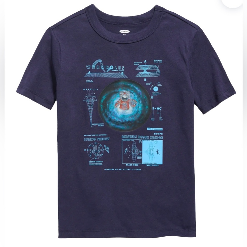 Old Navy Boys Visual-Effects Space Themed Short-Sleeve T-Shirt - Navy Blue